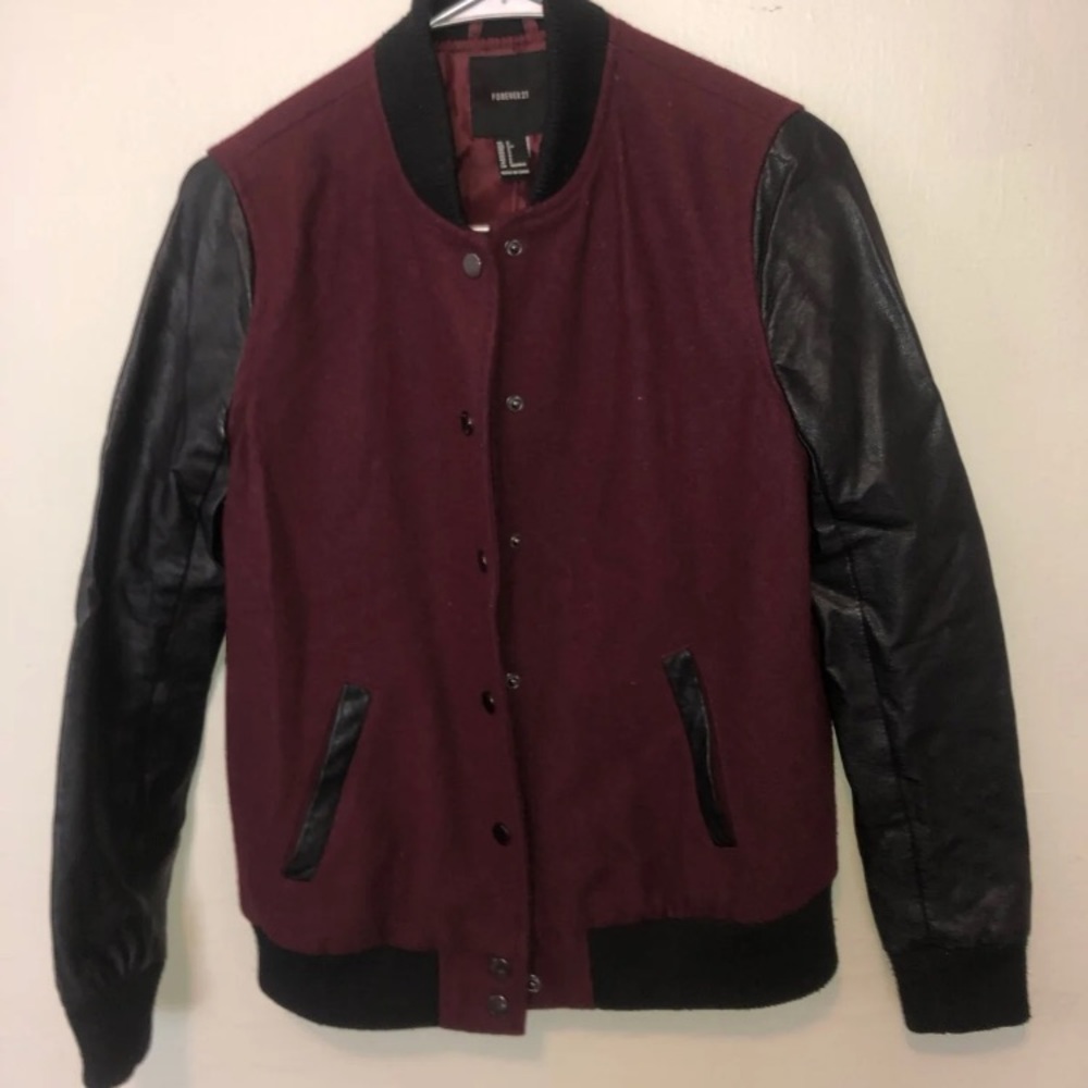 varsity leathered jacket